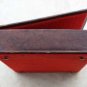 Antique Tooled and Painted Brown Thin Leather Jewelry Trinket Box 9" Rare