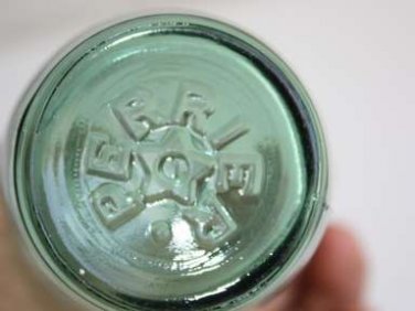 Rare Vintage Collectible Perrier Light Green Glass Bottle France Stamped w/ Star