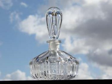 Vintage Czech Crystal Glass Barber Perfume Bottle with Glass Stopper Gorgeous 6"