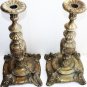 Pair of Louis XIV Brass Candlesticks c.1840 France Antique Rare Gorgeous 37cm