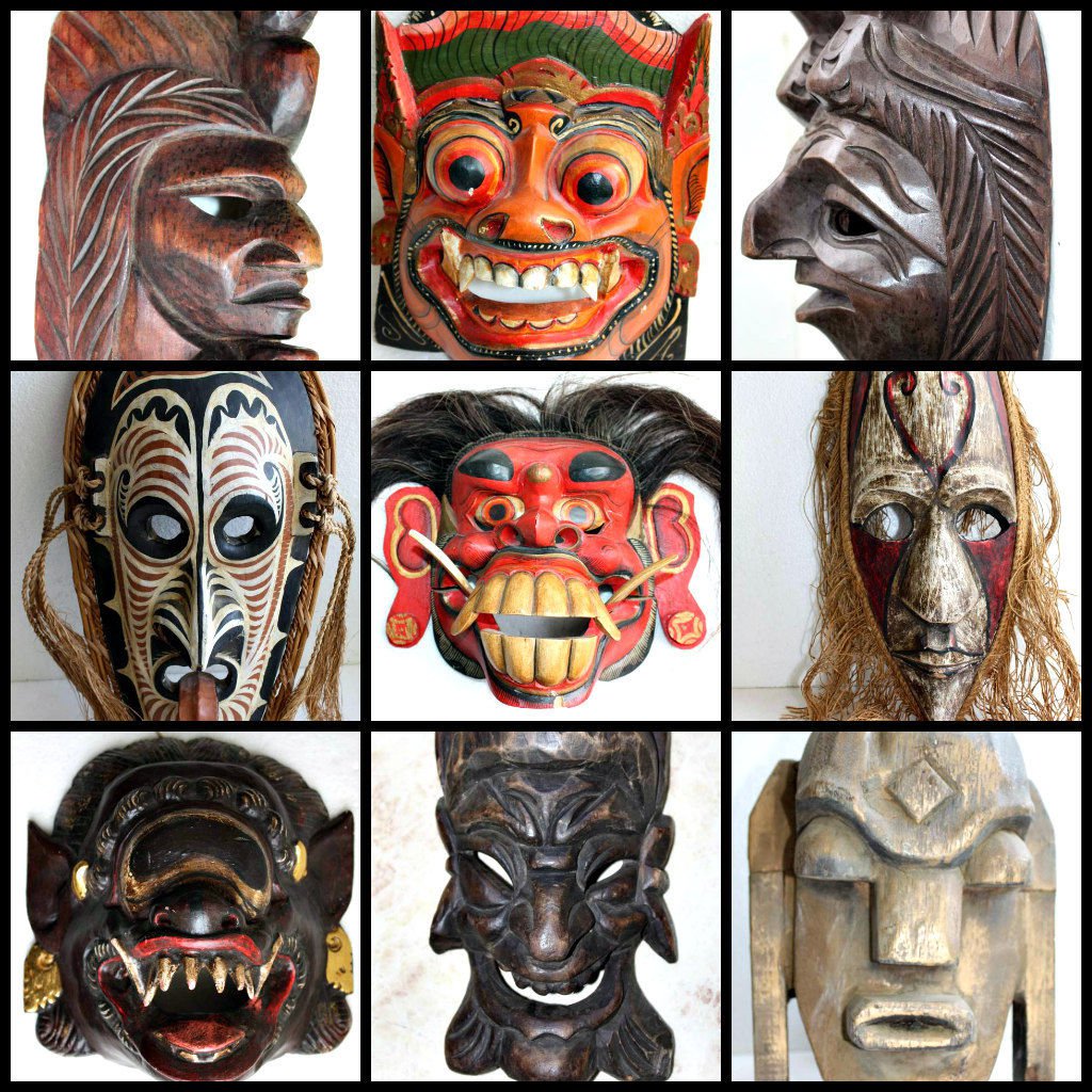 Wooden Mask Hand Carved Vintage Collectible Home Decoration Wood Made Rare ...