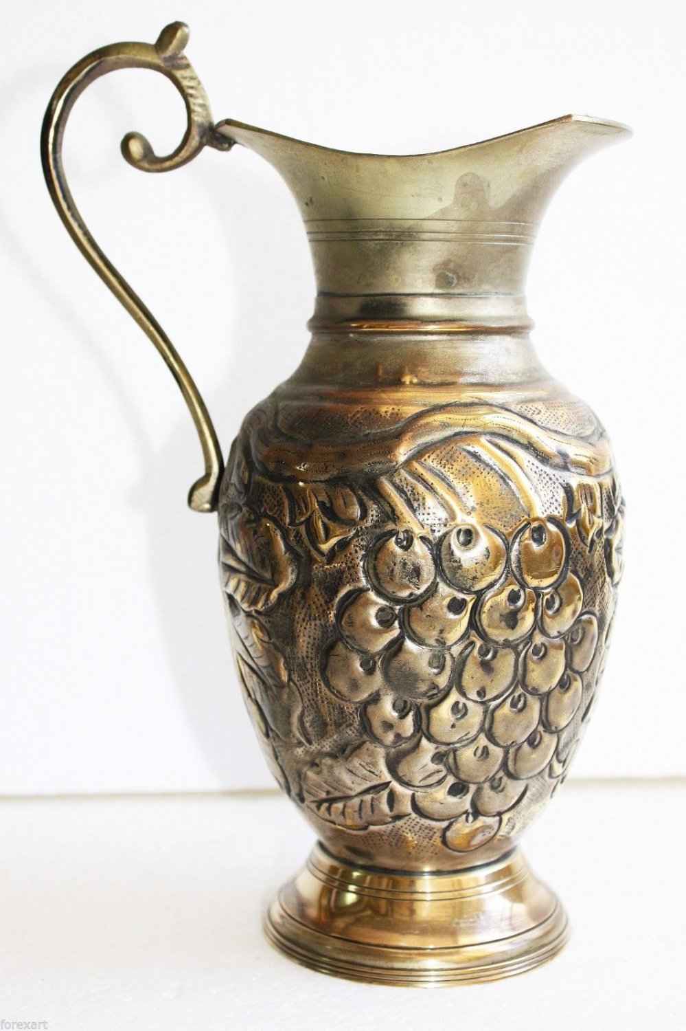 Old Vintage Islamic Brass Vase Pitcher with Grape Collector Home Bar