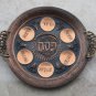 Judaica Vintage Hanukkah Plate Tray Jewish Brass Bronze Porcelain Islamic Arabic