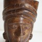 Three Vintage Wooden Mug with Tribal Face Hand Carved Solid Wood Collectible