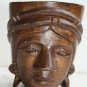 Three Vintage Wooden Mug with Tribal Face Hand Carved Solid Wood Collectible