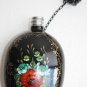 Vintage 90 USSR Big Black Military Aluminium Flask Hand Painted Zhostovo Viborg