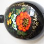 Vintage 90 USSR Big Black Military Aluminium Flask Hand Painted Zhostovo Viborg1