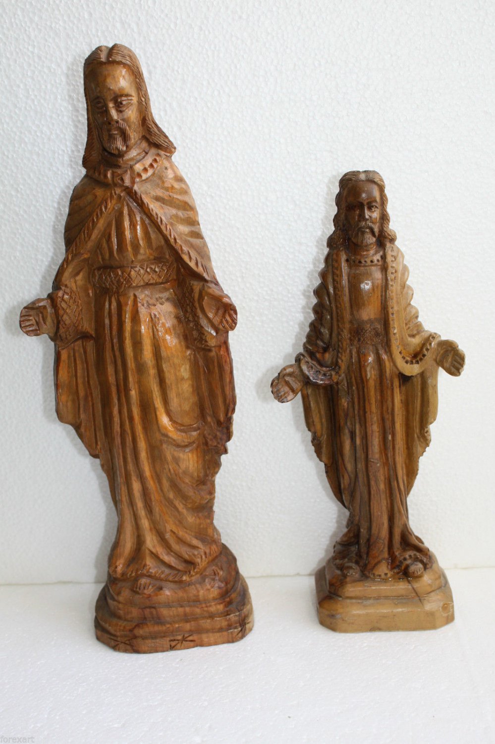 Religious Handmade Jesus Statue 15" Bethlehem Olive Wood Carved Figure