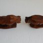 Pair of Vintage USSR Soviet Folk Art Wood Carving Buffalo Home Decor Collector