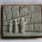 Israel Wailing Wall Mid Century Plaque Olive Tree Wood and Stoneware Ceramic