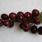 Polished Stone Fruit Sculptures Red Stone Grape Cluster with Jadeite Leaves