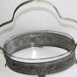 Old Antique Georgian Handled Silver Plated Candy Bowl Basket Clear Glass Inside