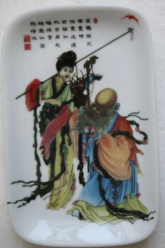 Beautiful Antique Rectangular Chinese Porcelain Tray Dish Plate Ashtray Rare 8"