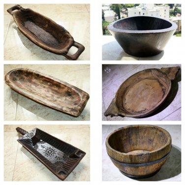Old Primitive Antique Wooden Trencher Dough Bowl Hewn Carved Wood Rustic Chapati