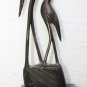 Vintage Carved Crane Bird from Natural Horn Mother Baby Collectible Decor 13"
