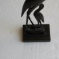Vintage Carved Crane Bird from Natural Horn Mother Baby Collectible Decor 13"
