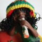 Rasta Jamaican Ganja Man With Box Resin Figurine Painted Collectible Smoke Joint