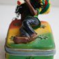 Rasta Jamaican Ganja Man With Box Resin Figurine Painted Collectible Smoke Joint