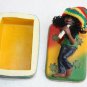 Rasta Jamaican Ganja Man With Box Resin Figurine Painted Collectible Smoke Joint