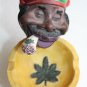 Rasta Jamaican Ganja Man With Ashtray Resin Figurine Smoking Marijuana Joint