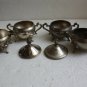 Old Vintage Set of 4 Silver Plate Bowls 2 Sugar Lidded Handled and 2 Cream Bowl