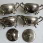 Old Vintage Set of 4 Silver Plate Bowls 2 Sugar Lidded Handled and 2 Cream Bowl
