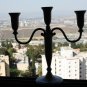 Vintage 3 Arm Metal Candlestick Candle Holder from Israel Jerusalem Holy Land 12