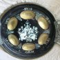 Passover Seder Plate Tray Matzo Brass Bronze Silver Enamel Pesach Kosher Judaica