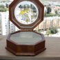 Vintage Decorative Octagonal Hinged Jewelry Trinket Box Wood and Glass Collector