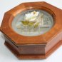 Vintage Decorative Octagonal Hinged Jewelry Trinket Box Wood and Glass Collector