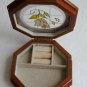Vintage Decorative Octagonal Hinged Jewelry Trinket Box Wood and Glass Collector