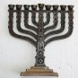 Old Vintage Brass Zodiac Signs Judaica Hanukkah Jewish Menorah Israel 9 Branch