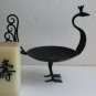 Old Vintage Metal Iron Bird Shaped Candle Holder with Candle Collectible Decor