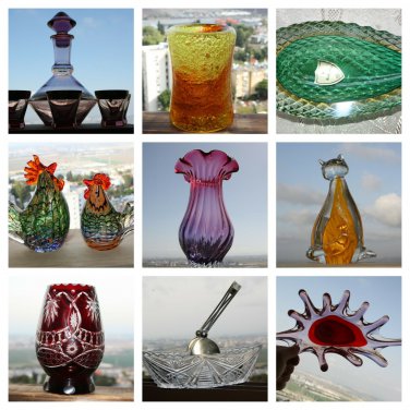 Vintage Murano Bohemia Hand Blown Crystal Glass Bowl Vase Decanter Ashtray Decor