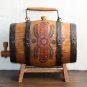Old Vintage Wooden 4 Iron Banded Brandy Whiskey Keg Cask Barrel Flask on Stand