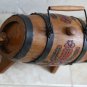 Old Vintage Wooden 4 Iron Banded Brandy Whiskey Keg Cask Barrel Flask on Stand