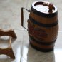 Old Vintage Wooden 4 Iron Banded Brandy Whiskey Keg Cask Barrel Flask on Stand