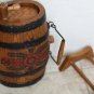 Old Vintage Wooden 4 Iron Banded Brandy Whiskey Keg Cask Barrel Flask on Stand