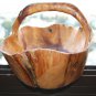 Old Primitive Vintage Wooden Trencher Dough Bowl Basket Hewn Carved Wood Rustic