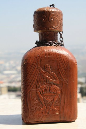 Miguel de Cervantes Leather Wrapped WHISKEY BOTTLE EMPTY Decanter 9" Collectible