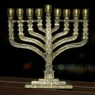 Israel Holy Land Judaica Antique Hanukkah Brass Lamp Jewish Bronze Cast Menorah