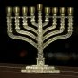 Israel Holy Land Judaica Antique Hanukkah Brass Lamp Jewish Bronze Cast Menorah