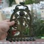 Old Antique Moroccan Judaica Hanukkah Jewish Brass Bronze Oil Menorah Rare 8"