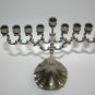 Modern Judaica Hanukah Jewish Menorah Silver Tone Metal Holy Land Israel