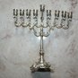 Vintage Judaica Hanukkah Jewish Menorah Silver Plated Metal Holy Land Israel 7"