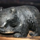 Wooden Grizzle Bear with Fish Hand Carved Solid Wood Schwarzwald Black Forest  S