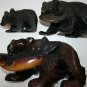 Wooden Grizzle Bear with Fish Hand Carved Solid Wood Schwarzwald Black Forest S
