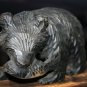 Wooden Grizzle Bear with Fish Hand Carved Solid Wood Schwarzwald Black Forest S