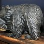 Wooden Grizzle Bear with Fish Hand Carved Solid Wood Schwarzwald Black Forest S