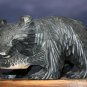 Wooden Grizzle Bear with Fish Hand Carved Solid Wood Schwarzwald Black Forest S